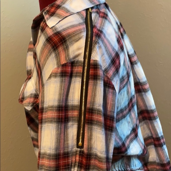 Sam Edelman plaid shirt with zipper shoulders - Picture 7 of 10